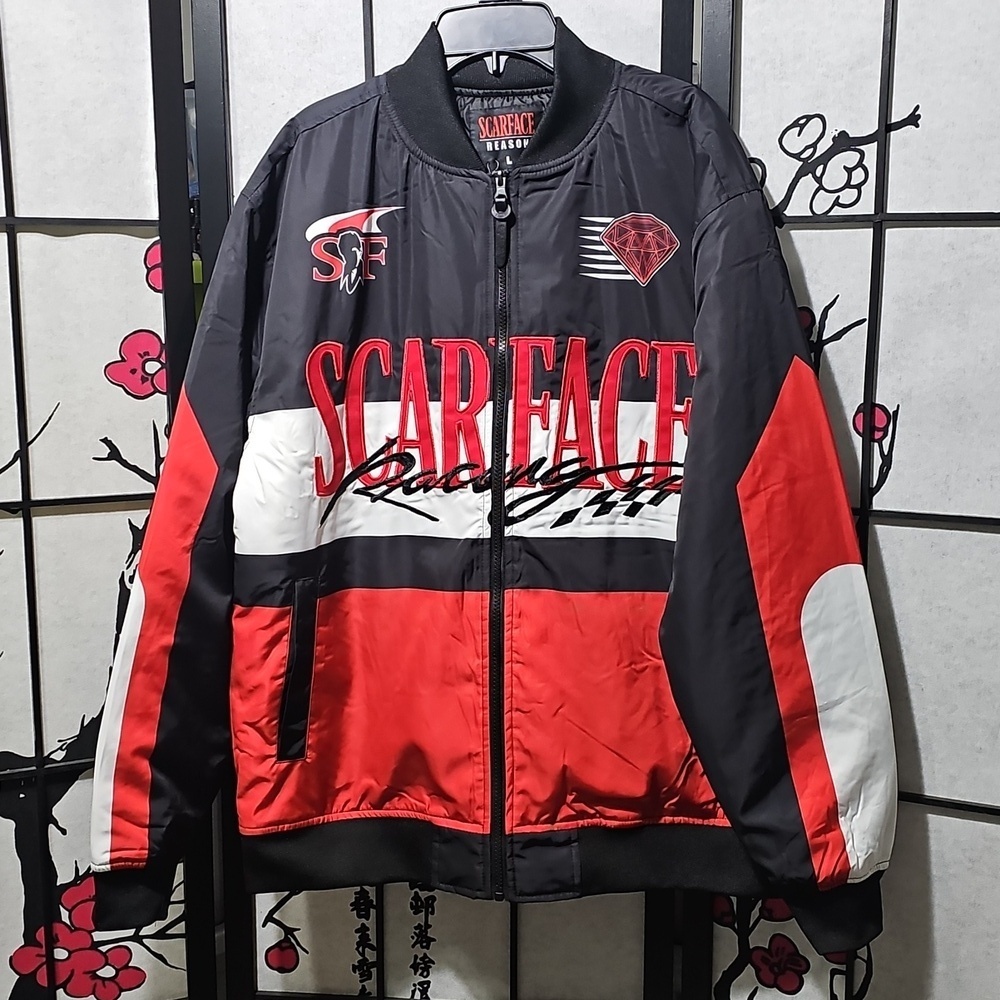 Scarface Racing Bomber Jacket Size Large New - Picture 2 of 12